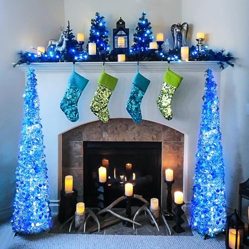 JMEXSUSS 91.5ft Connectable 250 LED Blue Christmas String Lights Indoor - Image 5