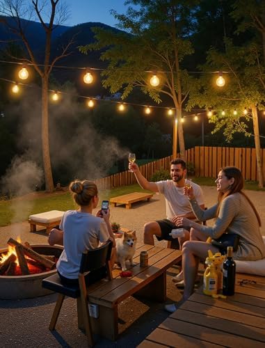 Larkvue 25FT Solar String Lights with Remote, 3 Modes, 11 G40 Bulbs, Brown - Image 7