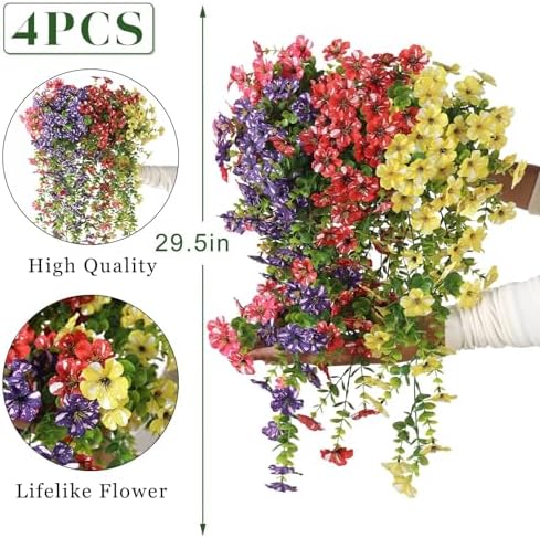 4PCS 29.5"Fake Hanging Flower&Eucalyptus for Front Porch Decor(Mixed Color) - Image 5