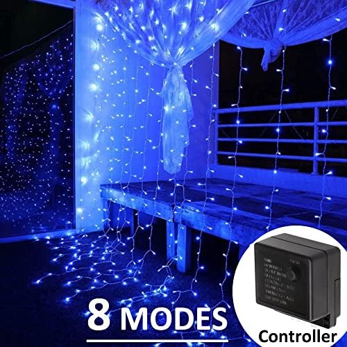 Solhice LED Curtain Lights Blue Outdoor 20ft x10ft, 600 LED Plug in Christmas Hanging String Lights Indoor, Twinkle Lights Backdrop for Backyard Wedding Bedroom Décor (Not Connectable) - Image 3