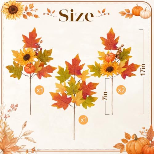 Fall Flowers Artificial for Decorations, Sunflower Pumpkin Faux Flowers - Image 2