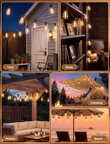 LED Outdoor String Lights 50FT Edison Lights with 27 ST38 Shatterproof Bulbs, Outside Hanging Lights Waterproof for Patio, Porch, Deck, Garden, Balcony, 2700K Warm White, Dimmable - Image 6