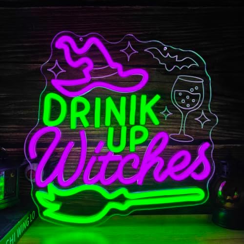 Halloween Neon Sign Drink Up Witches Led Neon Sign for Wall Decor Dimmable - Image 2