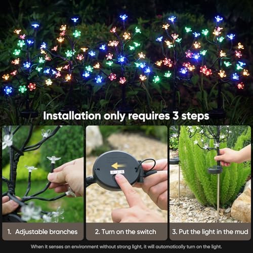 6 Pack Solar Garden Lights Outdoor, Solar Lights Outdoor Flowers - Image 2