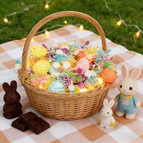 8.5Ft Easter Garland Lights with 10L LED Easter Egg String Lights Plug in and Pastel Tinsel Spring Garland Decorations for Indoor Holiday Home Bedroom Classroom Easter Decor - Image 6