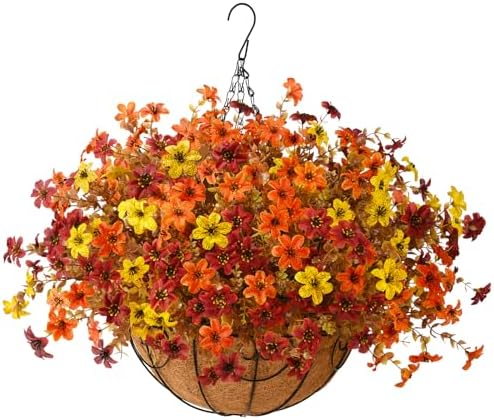 INQCMY Artificial Flowers for Outdoors Fall Hanging Baskets UV Resistant by INQCMYPlantRack