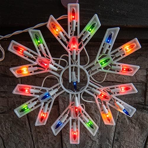 Dazzle Bright Christmas Snowflake Lights Outdoor,100 Count 8.5FT Connectable Waterproof Christmas Icicle Lights with 6 Drops Plug in for Indoor Xmas Yard Home Decorations (Multi-Colored) - Image 4