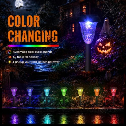 TISEJOY Solar Lights Outdoor Waterproof for Pathway, 16 Pack Color Changing - Image 4