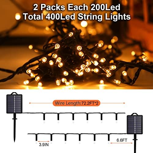 Solar Christmas String Lights, Warm White 200Led Outdoor Waterproof - Image 5