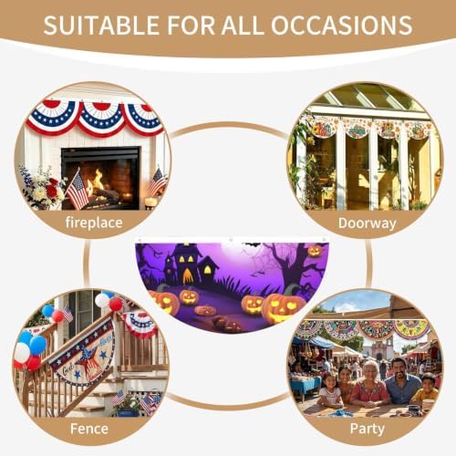 Halloween Pumpkin Semicircular Hanging Decorative Bunting Flag 2pcs - Image 7