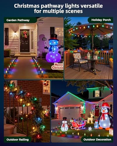 Christmas Pathway Lights Outdoor,102.8 Ft Lights with 80 Multicolor Bulbs - Image 4