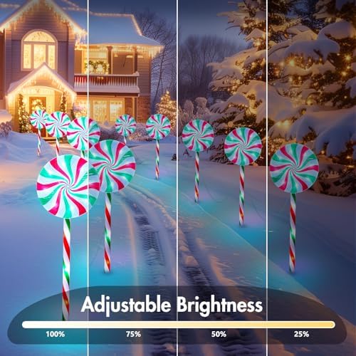 Brightown 6 Pack Lollipop Christmas Pathway Lights Outdoor, 27inch 120 LED - Image 2