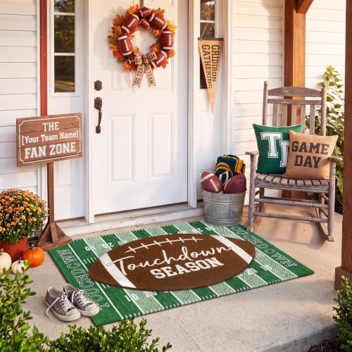 Drydiet Football Door Mat Non Slip Outdoor Touchdown Season Green Brown - Image 3