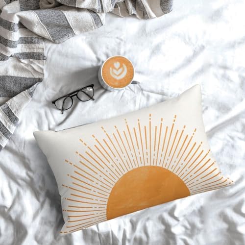 Summer Pillow Covers 12x20 Inch Set of 2, Yellow Sunshine Decorations Outdoor Throw Pillows Boho Summer Sunset Sun Pillowcase Linen Decor Farmhouse Lumbar Cushion Case for Couch Home Sofa - Image 3