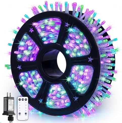 JMEXSUSS 600 LED Purple Green String Lights Plug in Indoor Outdoor by JMEXSUSS