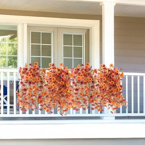 Homsunny Artificial Faux Mums Fall Flowers for Outdoor Outside Decoration - Image 4