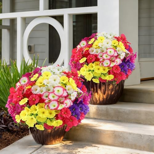 18Pcs Artificial Flowers Fake Outdoor Plants Silk Morning Glory with Eucalyptus UV Resistant Faux Flowers for Outside indoor Planter Front Door Porch Yard Patio windowsill Home Decor (Mix 6 colors) - Image 4