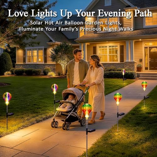 Solar Lights Outdoor Decorative with Hot Air Balloon, Solar Garden Stake - Image 7