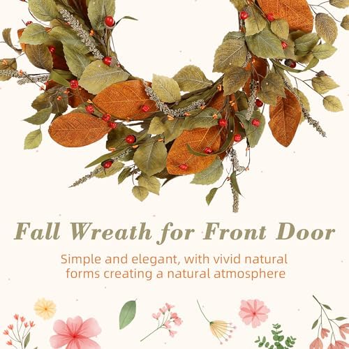 YNYLCHMX 20" Fall Wreath for Front Door, Eucalyptus and Berry Decor - Image 4