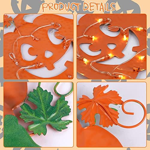 Juegoal 3 Pack Halloween Lighted Pumpkin Garden Stakes, Metal Jack-o-Lantern Light Up Outdoor Decor, Halloween Yard Signs with Battery Powered & Timer, Decorative Pumpkins Figurine for Lawn Pathway - Image 2