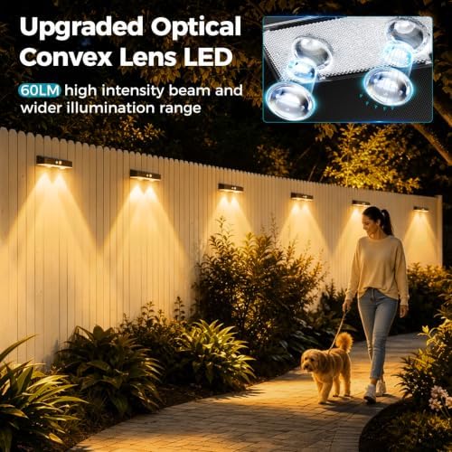 kolpop Warm White Solar Fence Lights Outdoor,16 Pack Fence Lights Solar Powered with Motion Sensor,IP65 Waterproof,3 Modes LED Solar Lights for Patio,Backyard,Railing,Wall,Nighttime,Party - Image 2