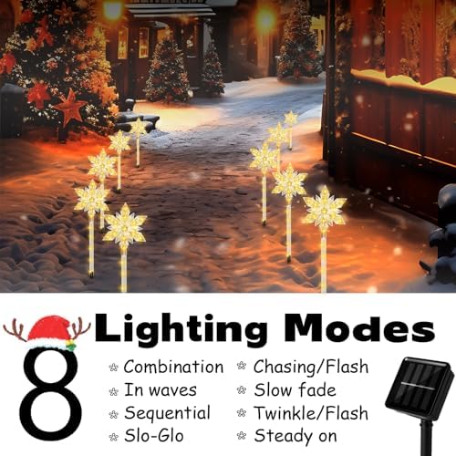 5 Pack Snowflake Solar Christmas Pathway Lights - Image 2