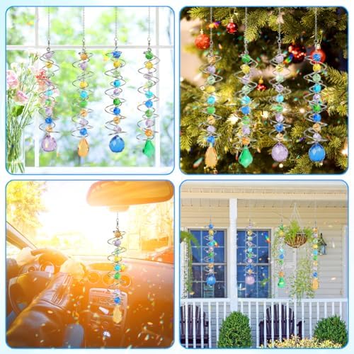 Sun Catchers, 4 Pcs Crystal Suncatchers for Indoor Windows Hanging Decorative Crystals Ball Prism for Yard and Garden Indoor Home Wedding Party Car Mirror Christmas Tree Decorations - Image 4