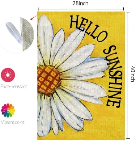CROWNED BEAUTY Summer House Flag Daisy Double Sided 28x40 Inches Large Burlap Seasonal Welcome Yard Porch Decoration for Outside (Yellow) - Image 6