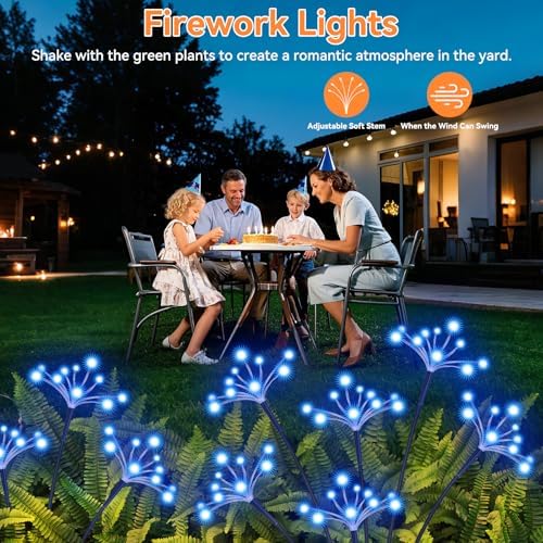 Solar Garden Lights 2 Pack Waterproof Solar Swaying Starburst Light Outdoor Lights for Yard Patio Walkway Pathway Party Wedding Christmas Decorative, Blue - Image 6