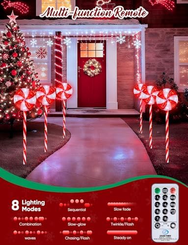 Brightown 3 Pack Lollipop Christmas Pathway Lights Outdoor, 29inches 60 LED - Image 3