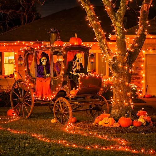 JMEXSUSS 200LED Halloween Lights Outdoor, 66ft Orange String Lights Plug in - Image 2