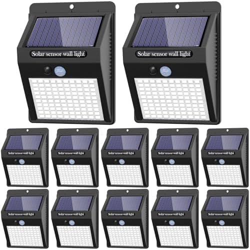 12 Pack Solar Lights Outdoor, 3 Modes/100LED Wireless IP65 Waterproof Solar Motion Lights Outdoor for Front Door, Backyard, Garage, Deck by kolpop