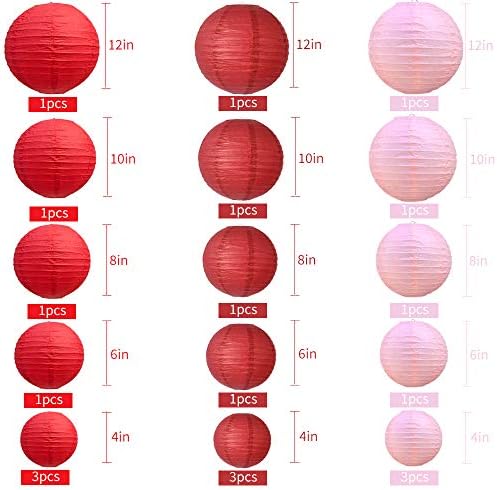BEISHIDA Red Pink Paper Lanterns 10Pcs 4/6/8/10/12 Inch Round Chinese Lamp - Image 2