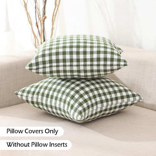 Spring Green Plaid Gingham Outdoor Lumbar Decorative Pillow Covers 12x20 - Image 5