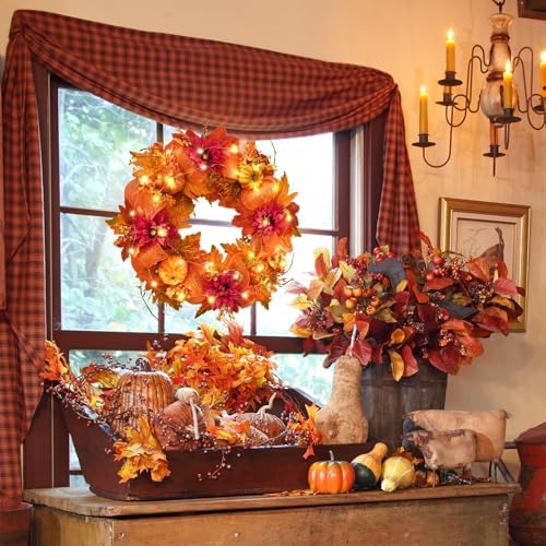 Fall Decorations for Home - 20 Inch Fall Wreaths for Front Door - Image 7