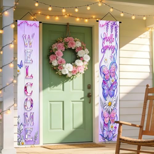 Nuxovilar Front Door Porch Sign Entrance Banner Set 12x71in Polyester - Image 5