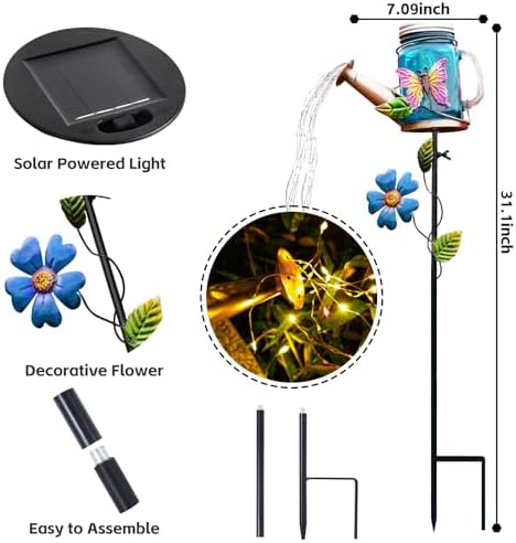 SRNPMIU Solar Watering Can Light, Butterfly Outdoor Decor Lights - Image 3