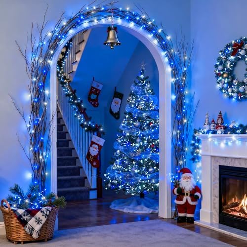 JMEXSUSS Connectable 100 LED Blue and White Christmas Lights with 8 Modes - Image 4