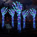 Solar Halloween Decorations,5Pack Skeleton Hands Halloween Pathway Lights - Waterproof LED Stakes with 250 Purple & Green Lights, 8 Modes - Scary Outdoor Yard Solar Powered Haunted Decorations by Zhaoray