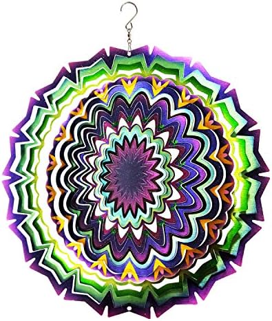 FONMY Wind Spinner Mandala Lucky Star Purple Color 12 inch 3D Stainless Steel Laser Cut Metal Art Geometric Pattern - Hanging Wind Spinner, Kinetic Yard Art Decorations - Indoor/Outdoor Décor - Image 4