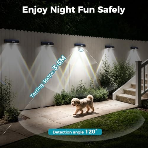 kolpop Solar Fence Lights Outdoor with Motion Sensor,Fence Lights Solar Powered,IP65 Waterproof,3 Modes LED Solar Lights for Patio,Backyard,Railing,Wall,Nighttime,Party,Pool,8 Pack,Cool White - Image 6