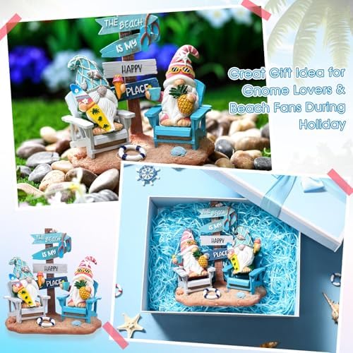 Wonderjune Beach House Decor Resin Sign Figurine for Mantle,Gnome - Image 6