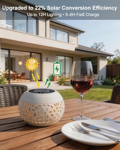 Solar Lanterns Outdoor Waterproof, Flickering Flame Solar Table Lantern - Image 4