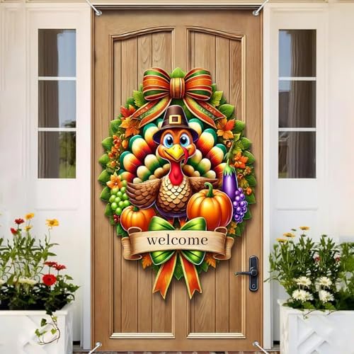 BlissYard Thanksgiving Turkey Door Cover Fall Decor 35 x 71 Inch - Image 5