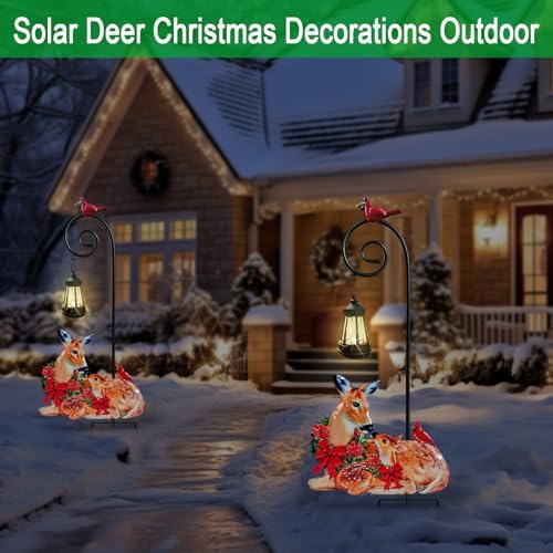 Solar Christmas Decorations Outdoor,Metal Deer Solar Lights Garden Stakes - Image 4