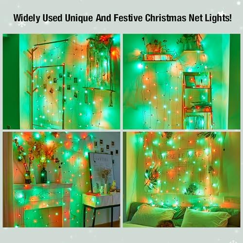 Led Red and Green Christmas Net Lights Outdoor Christmas Bushes Lights 120Led 6ftx5ft, Connectable Outdoor Indoor Mesh Net Lighting for Xmas Holiday, Garden, Lawn, Shrubs, Trees, Bushes Decorations - Image 2