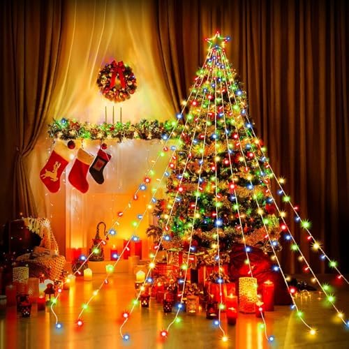 Christmas Decorations Star String Lights, 320 Multicolor LEDs Outdoor Waterproof Hanging Fairy Lights for Xmas New Year Holiday Party Yard Decor - Image 2