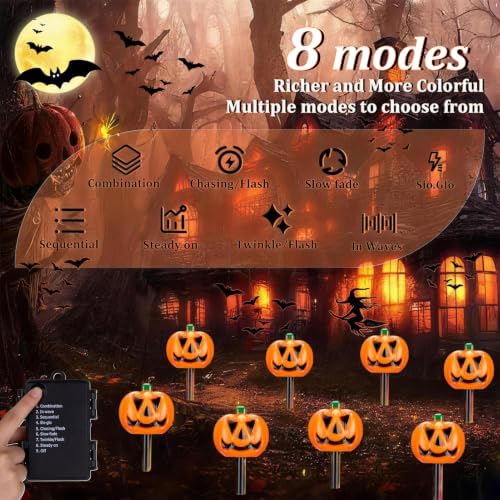 3D Battery Operated Pumpkin Lights, Battery Lights Halloween Decorations - Image 4