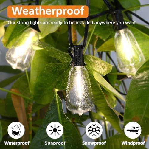 Brightever 150FT Outdoor Lights with Remote, 2700K/4000K/5000K Selectable LED String Lights for Outside with 75+2 ST38 Shatterproof Edison Bulbs, 3 Modes Dimmable Waterproof Hanging Lights for Patio - Image 5