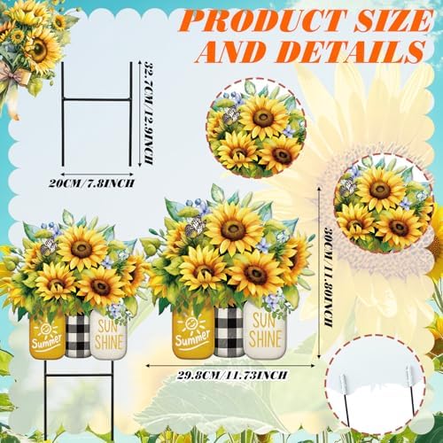 Amyhill Summer Sunflower Outdoor Decor Metal Garden Stakes 25 Inch Summer Welcome Yard Signs Decorations Outdoor Sunflower Decorative Garden Stakes Patio Lawn Walkway Backyard Porch Decorations - Image 3